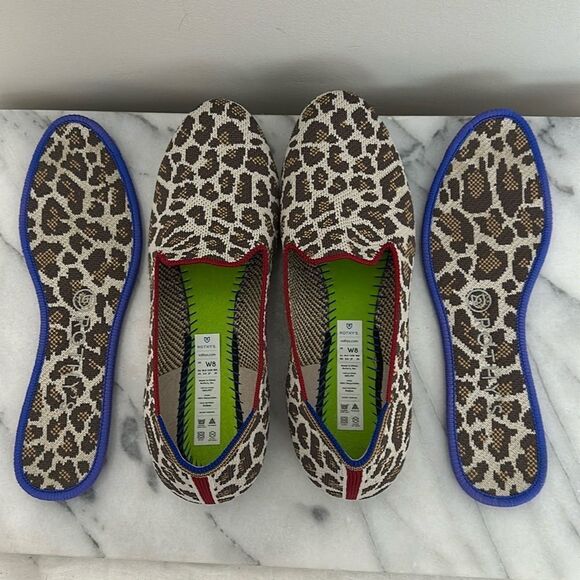 ROTHY'S Mocha Spot Animal Leopard Print Loafer Size 8, Comfy, Casual - Picture 2 of 13
